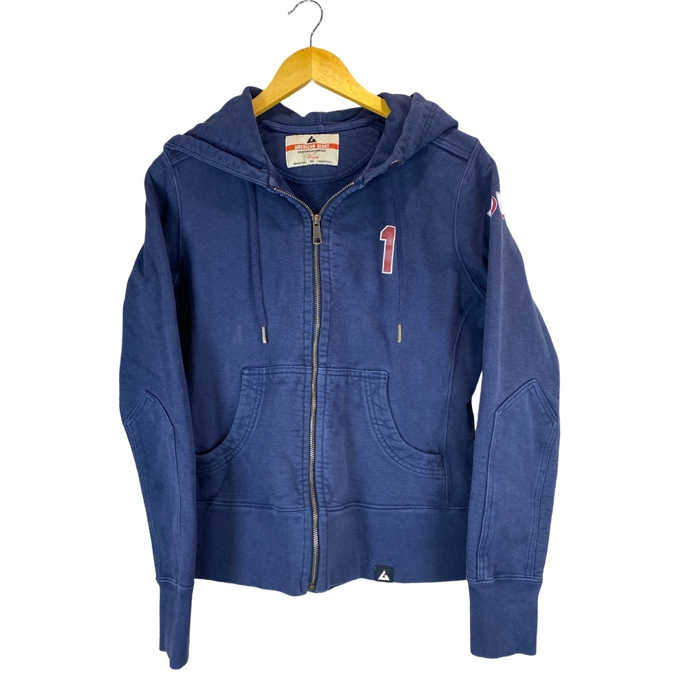 American Giant Navy Blue Full Zip Hoodie Women Medium 1 LOUD Cotton USA Made